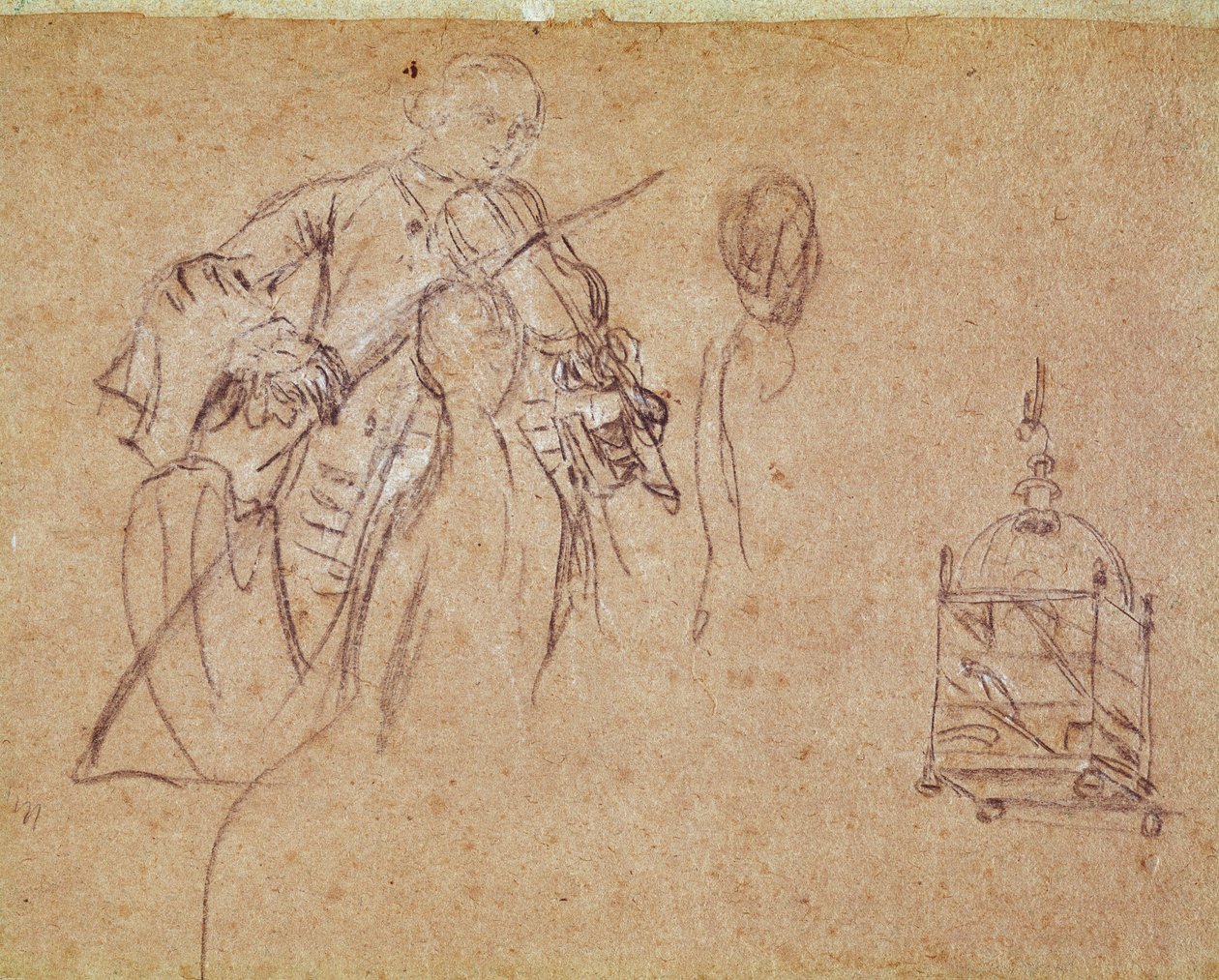 Um violinista (Violinista) Desenho de Pietro Longhi (1702-1785) Veneza, Musee Correr de Pietro Longhi