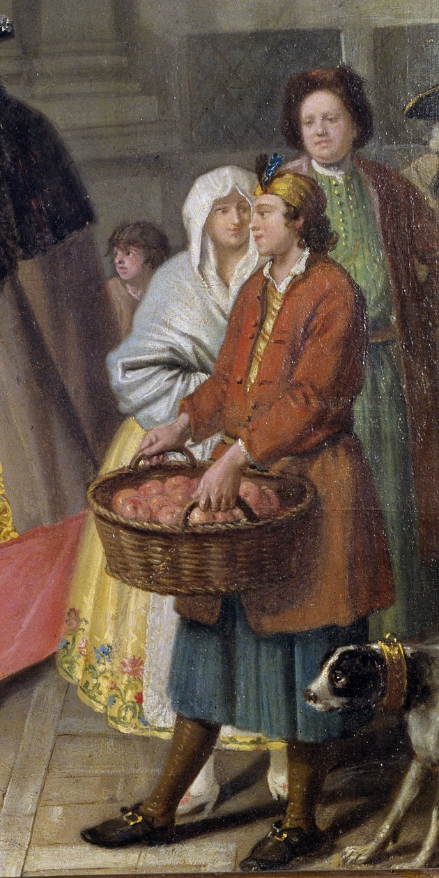 Conversa com máscaras ou com o Vendedor de Maçãs (detalhe) de Pietro Longhi