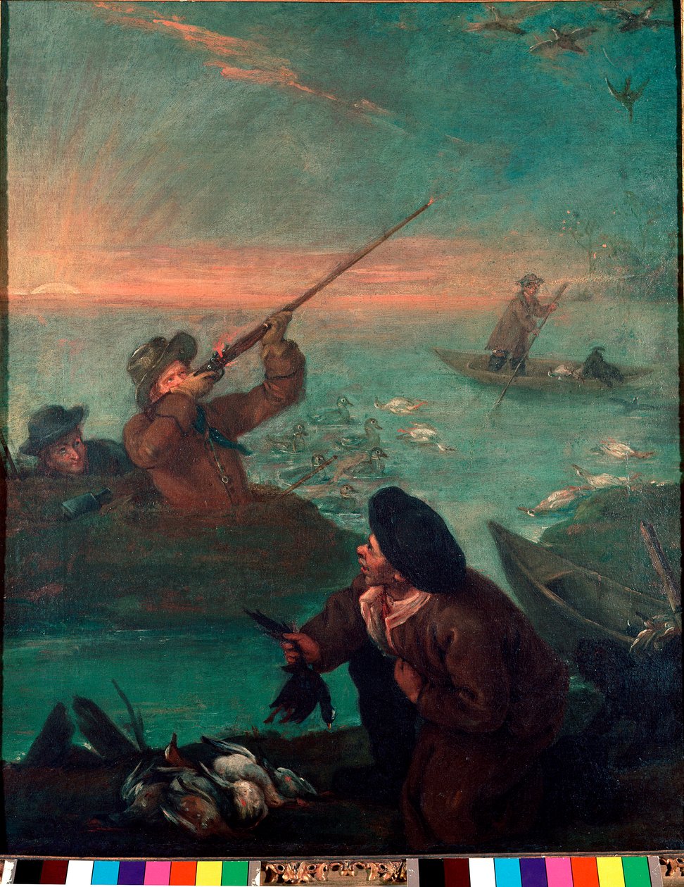 Caça ao Pato na Lagoa Pintura de Pietro Longhi (1702-1785) 1765-1770 Sol. 61x49,5 cm Pinacoteca de Veneza Querini-Stampalia de Pietro Longhi