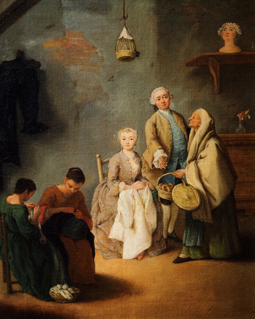Oficina de bordado, de Pietro Longhi (1701-1785) de Pietro Longhi