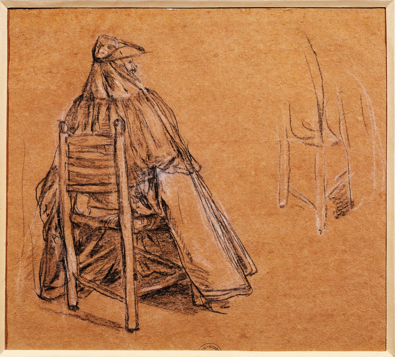 Itália, Veneza, Cavalheiro Mascarado (Gentiluomo con bautta) de Pietro Longhi (1702-1785), desenho de Pietro Longhi