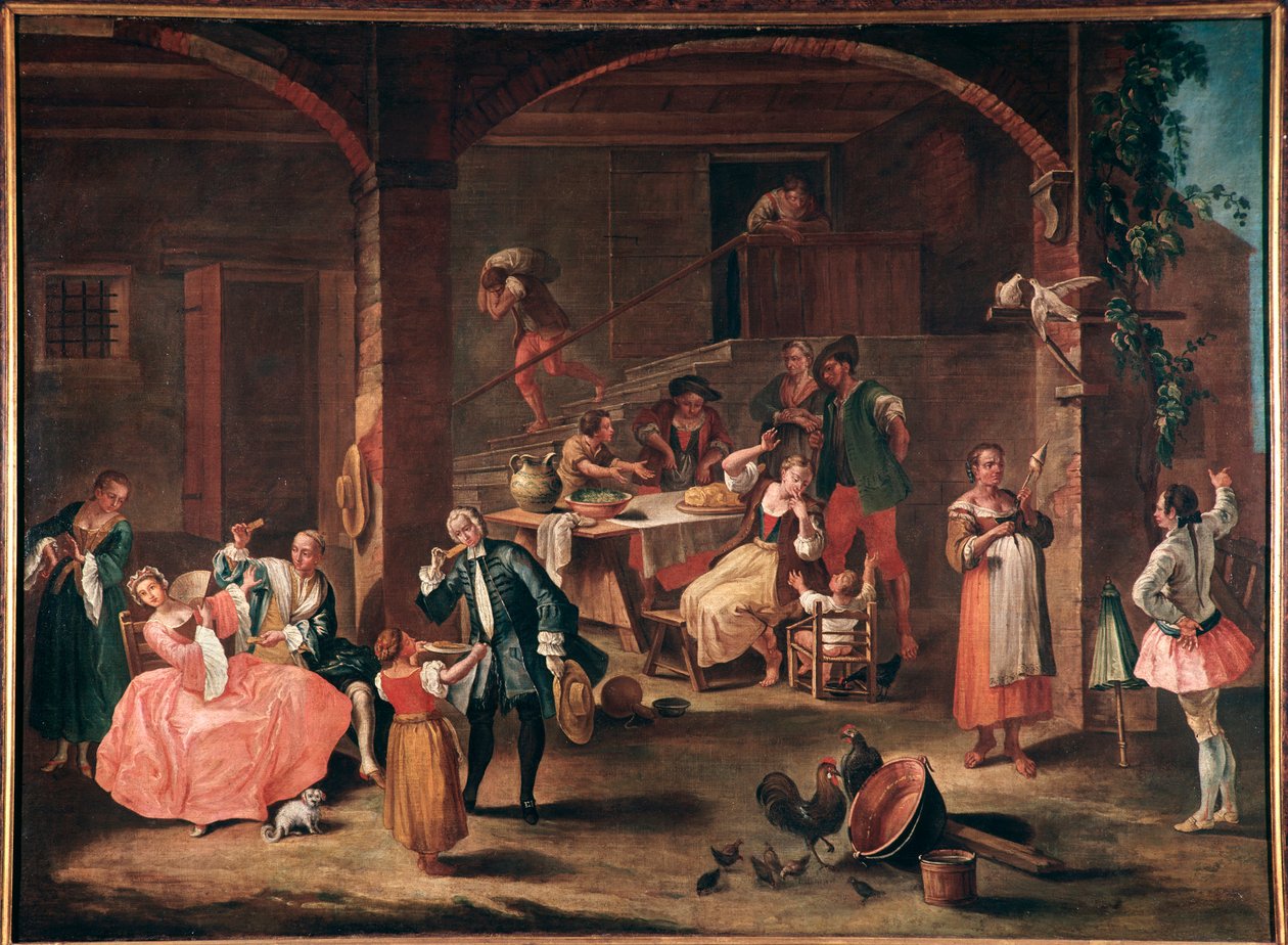La merenda in campagna (O lanche no campo) Pintura de Pietro Longhi (1702-1785) cerca de 1750 Dim 96x131 cm Veneza, Ca