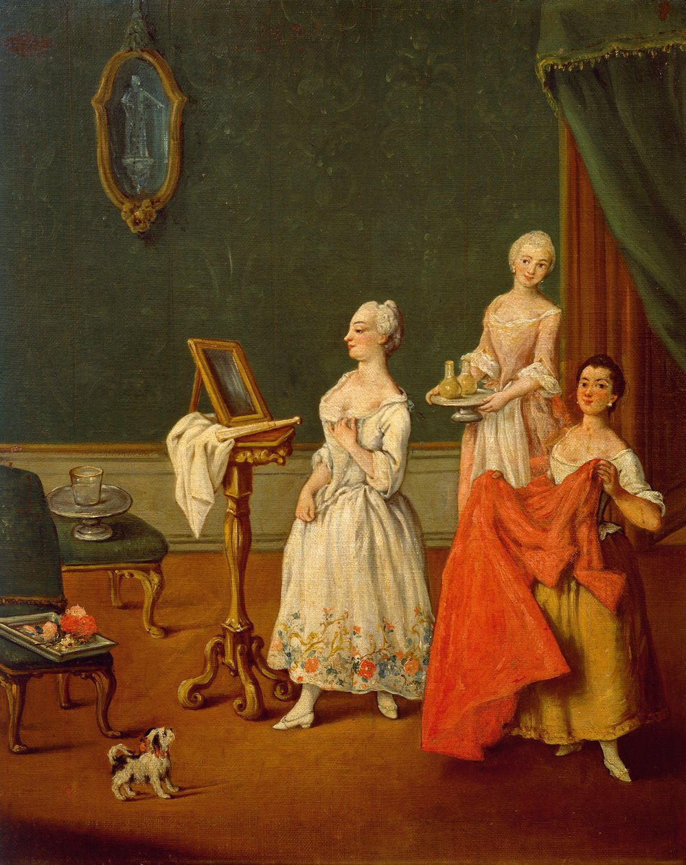 Lady At Her Toilette de Pietro Longhi (1701-1785), óleo sobre tela, 61x50 cm de Pietro Longhi