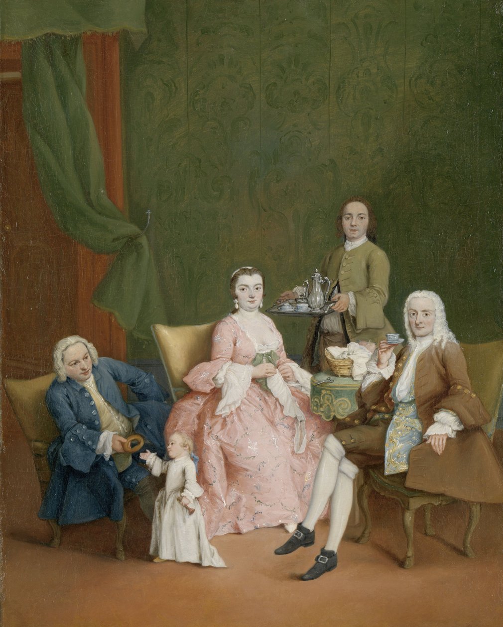 Retrato de uma família veneziana com um criado servindo café Retrato de uma família veneziana com um servo servindo café de Pietro Longhi