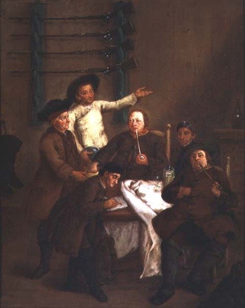 Os Caçadores Números de Desenho (óleo no painel) de Pietro Longhi