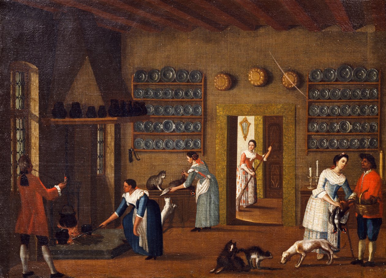 A Cozinha na Villa, da Escola de Pietro Longhi de Pietro Longhi