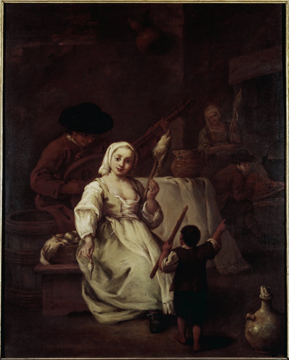 The Spinner - Pintura de Pietro Longhi (1702-1785), óleo sobre tela, 69x49 cm, cerca de 1750. Veneza, Fundação Querini Stampalia de Pietro Longhi