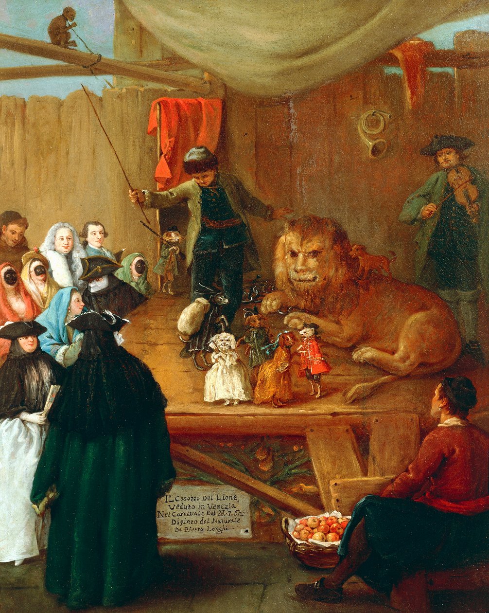 A cabine de leão de Pietro Longhi (1701-1785) Óleo sobre tela, 62x51 cm de Pietro Longhi