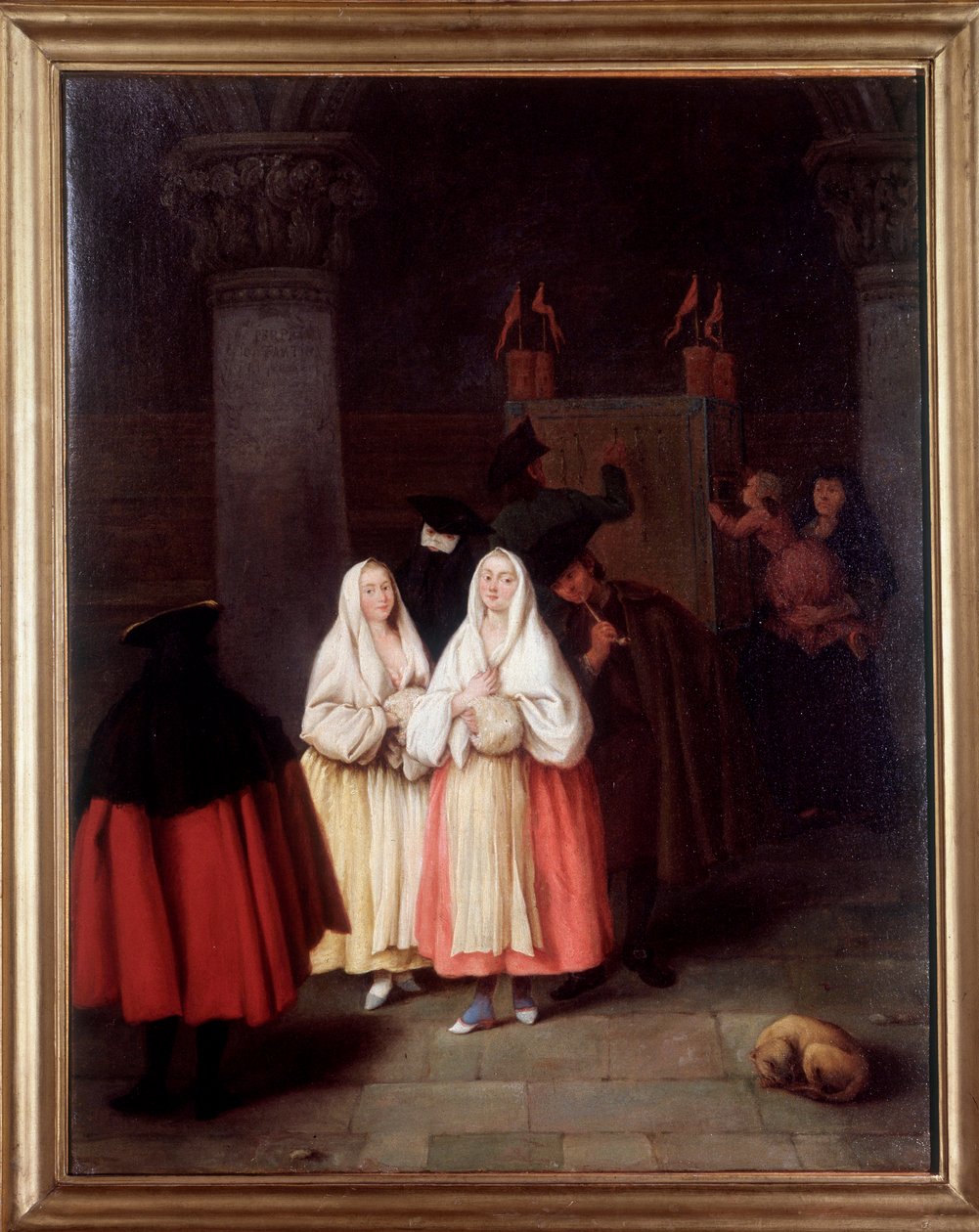 O cosmorama, exposição de quadros em perspectiva (Pintura de Pietro Longhi