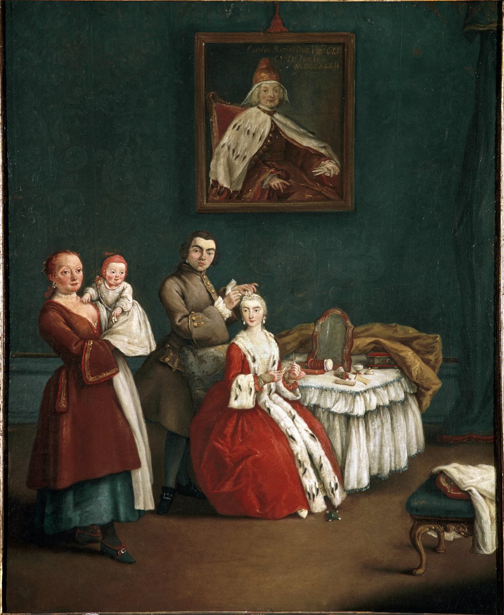 The hairdresser (O cabeleireiro) Pintura de Pietro Longhi (1701-1785) 1760 Dim 63x51 cm Veneza, Ca 