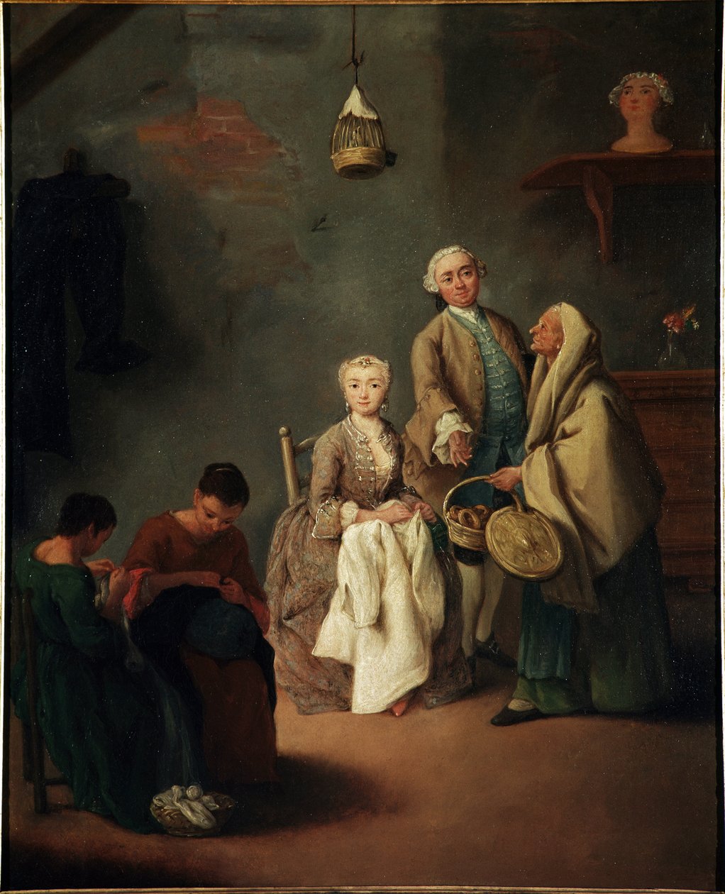 A escola de trabalho Pintura de Pietro Longhi (1702-1785) 1752 Dim 62x50 cm Veneza, Ca 