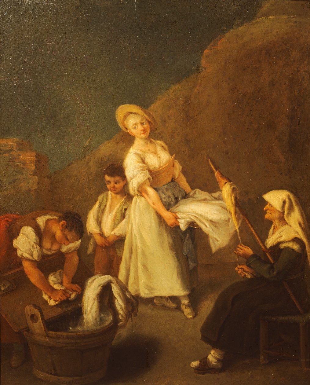 As lavadeiras, de Pietro Longhi (1701-1785), óleo sobre painel, 61x50 cm de Pietro Longhi