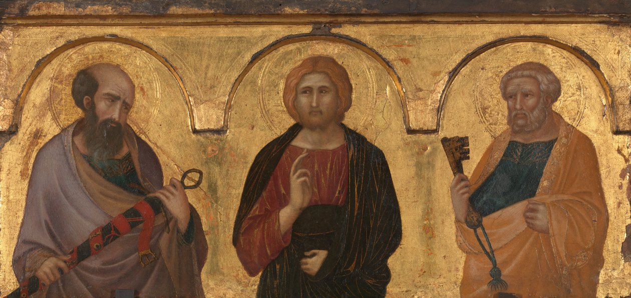 Cristo entre os Santos Paulo e Pedro, c.1320 (pintura) de Pietro Lorenzetti
