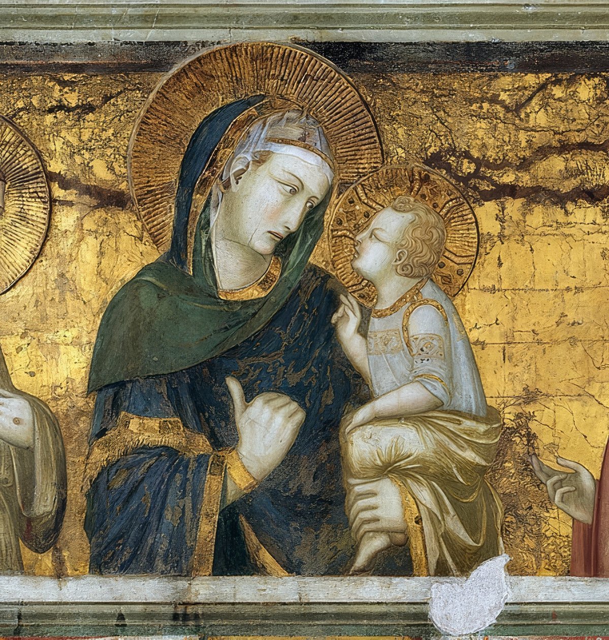 A Virgem e o Menino entre Francisco de Assis e João Evangelista. Detalhe. Aprox. 1315-1319 de Pietro Lorenzetti