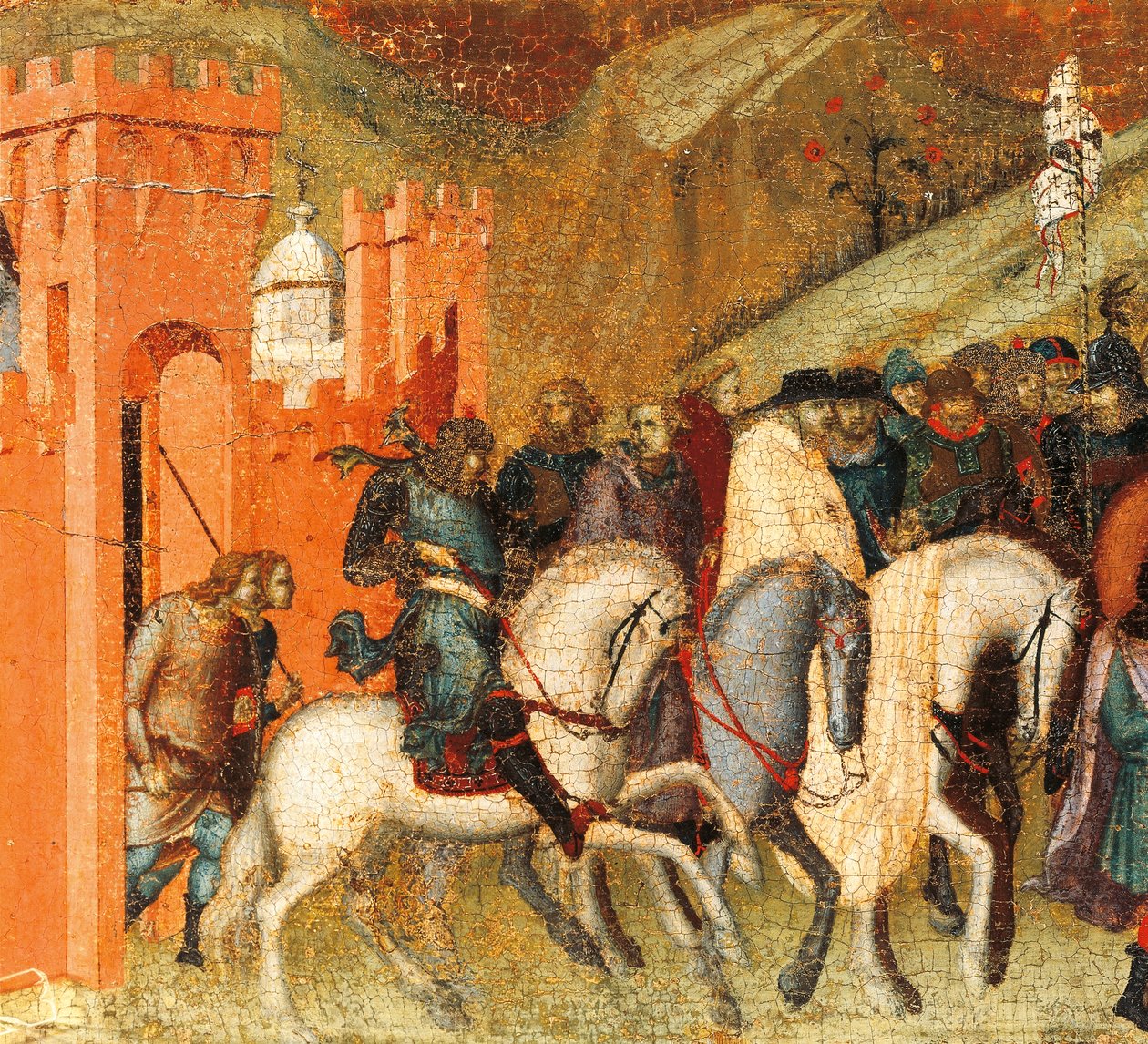 Primeiros eremitas carmelitas na Primavera de Elias, detalhe de predella de retábulo para Carmine, Pietro Lorenzetti (cerca de 1280-1348), tempera e ouro sobre painel de madeira de Pietro Lorenzetti