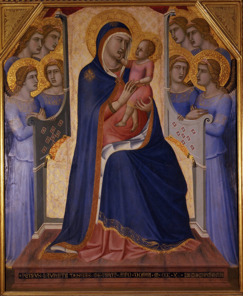 Madonna e criança entronizadas com anjos, 1340 de Pietro Lorenzetti