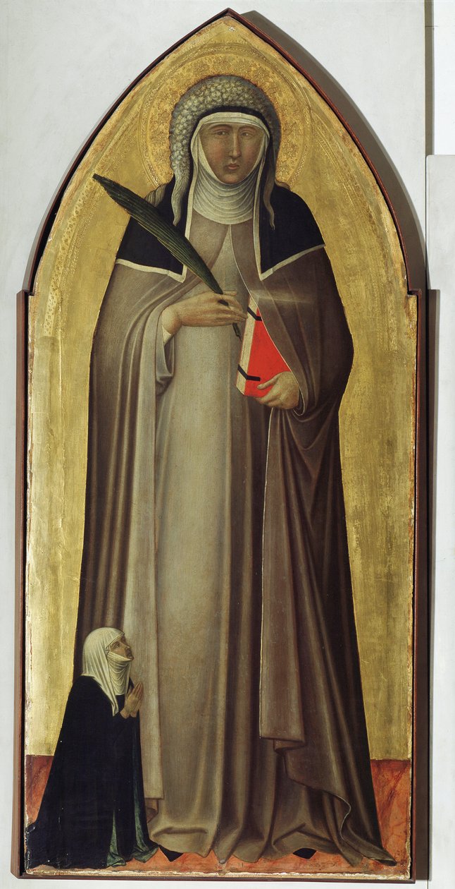 Políptico da vida da Beata Umilta (detalhe da Beata) - Detrempe na madeira de Pietro Lorenzetti