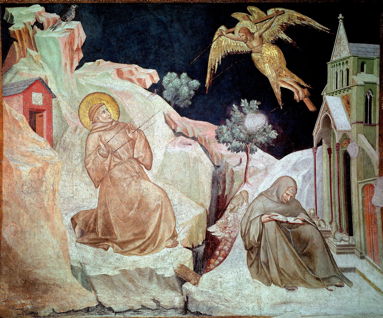 São Francisco de Assis recebendo os estigmas Fresco de Pietro Lorenzetti (1280/1285-1348) 1324-1325 Assis, Basílica de São Francisco de Assis, Basílica de São Francisco de Assis, Igreja Baixa de Pietro Lorenzetti