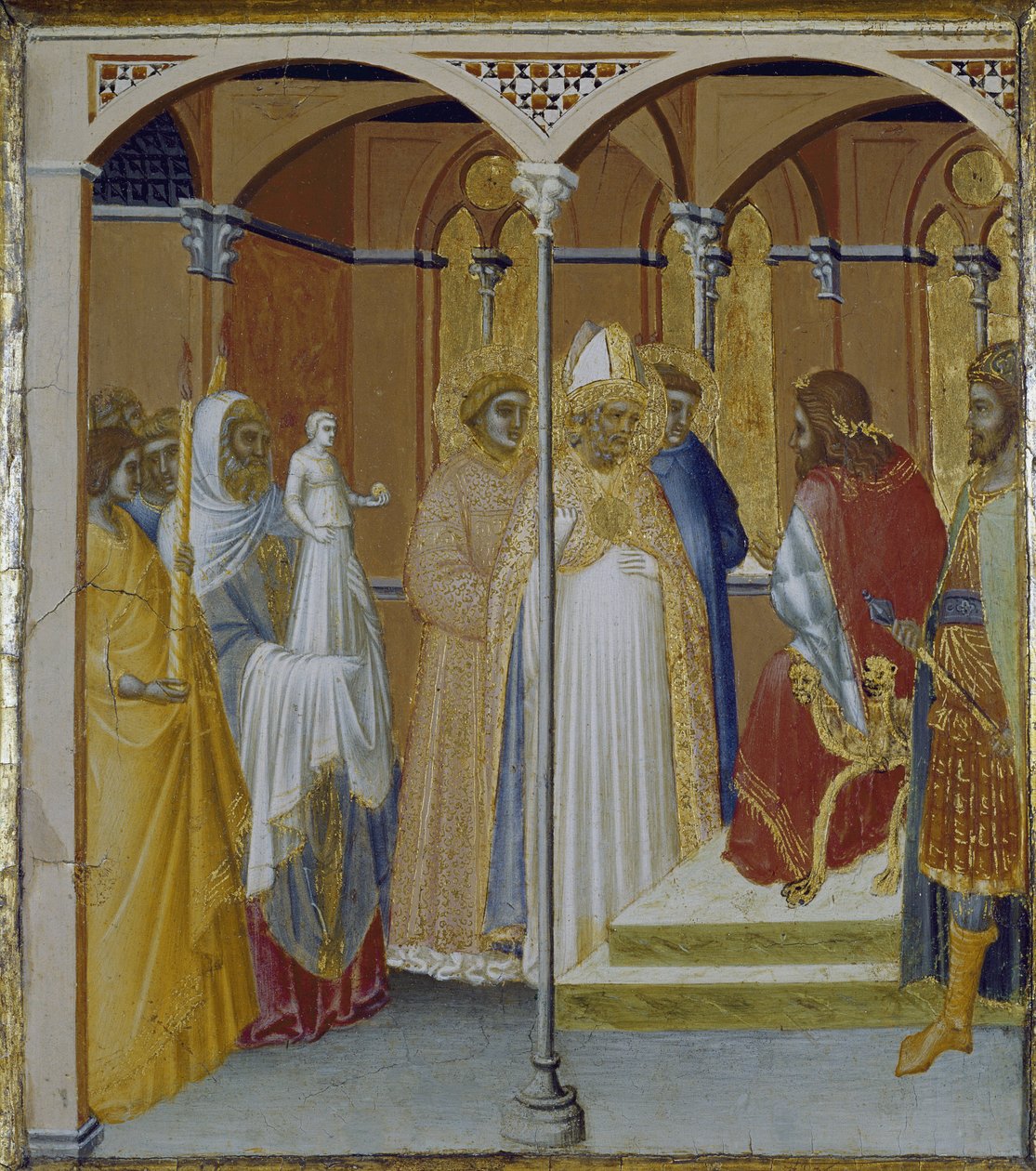 StSabina de Spolete perante o governador da Toscana Venustiano (tempera e folha de ouro sobre madeira de Pietro Lorenzetti