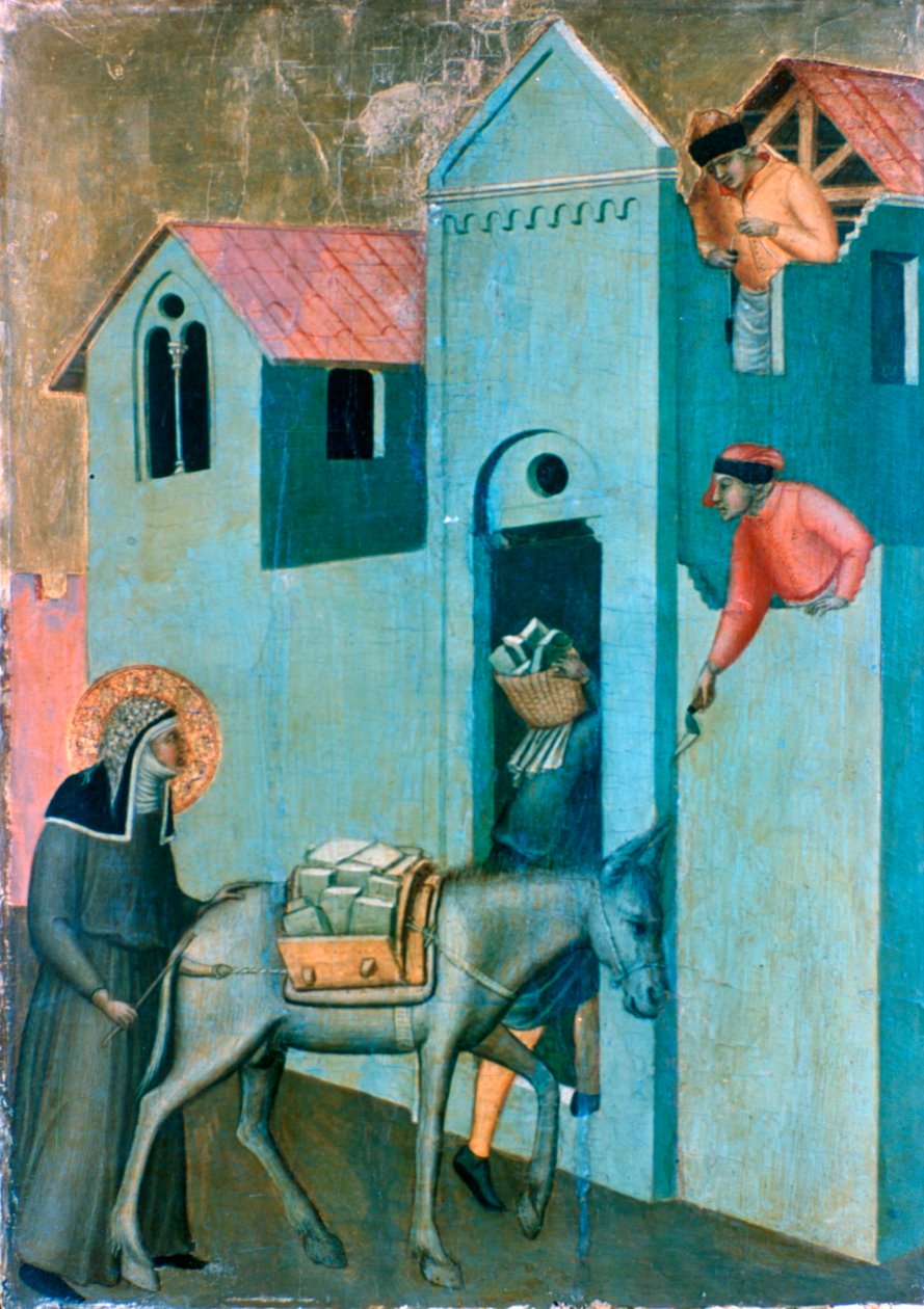 A Abençoada Humildade e Onze Histórias de Sua Vida, detalhe, c1306-1348 de Pietro Lorenzetti