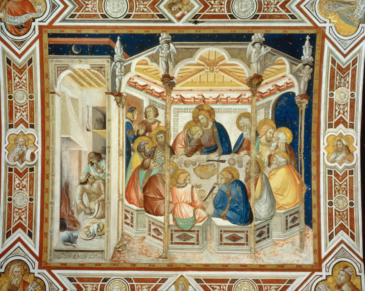 A Última Ceia. Mural ... (pintura mural) de Pietro Lorenzetti