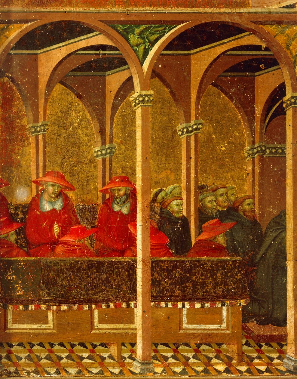 A aprovação do novo hábito carmelita pelo Papa Honório IV de Pietro Lorenzetti