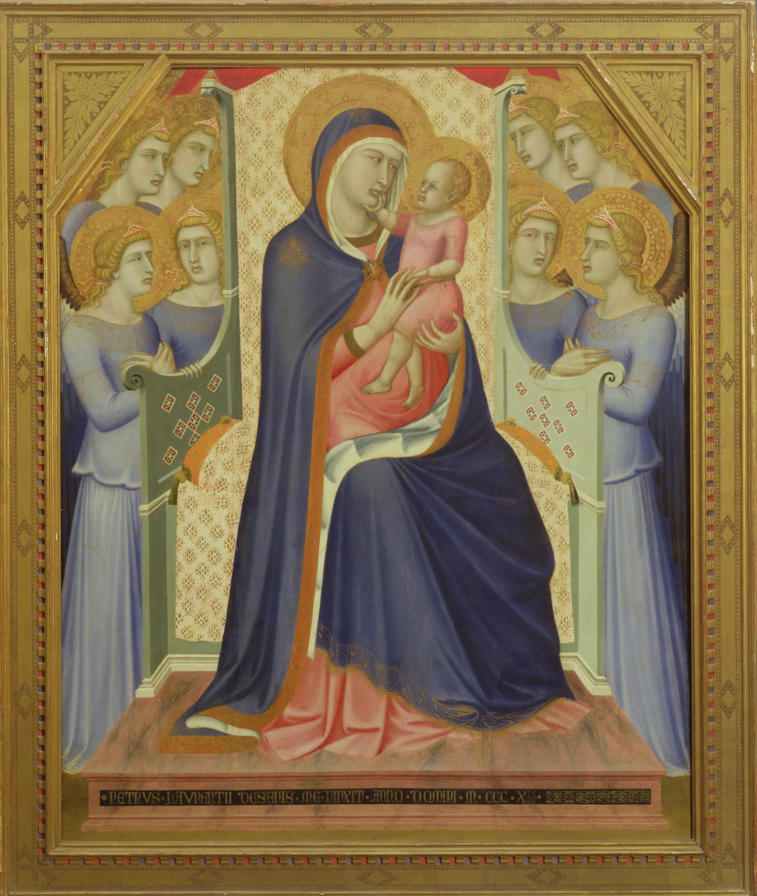 Virgem e criança entronizada com anjos, 1340 (têmpera no painel) de Pietro Lorenzetti