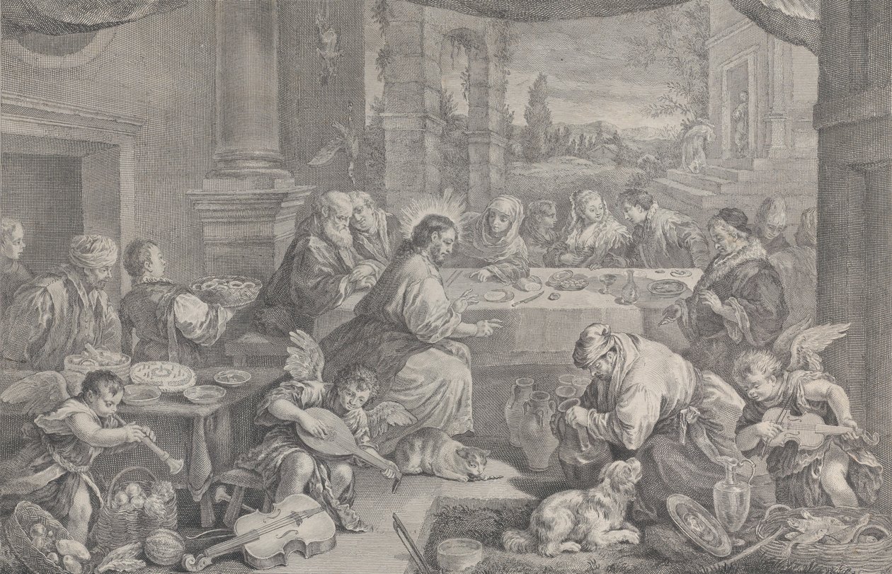 Cristo transformando água em vinho nas bodas de Caná, 1743-63. de Pietro Monaco