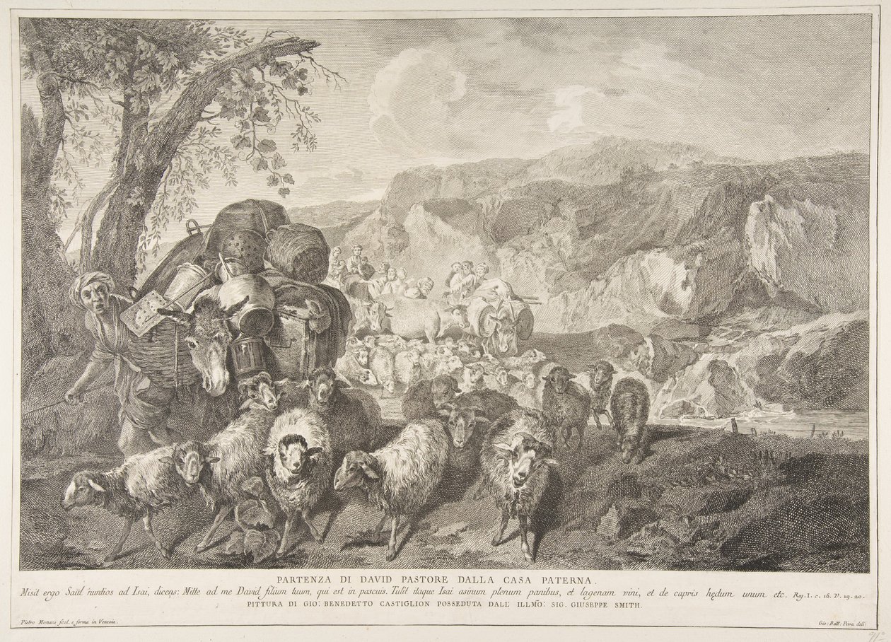 Partida de David, o Pastor, da Casa de Seu Pai Partenza di David pastore..., 1743-63. de Pietro Monaco