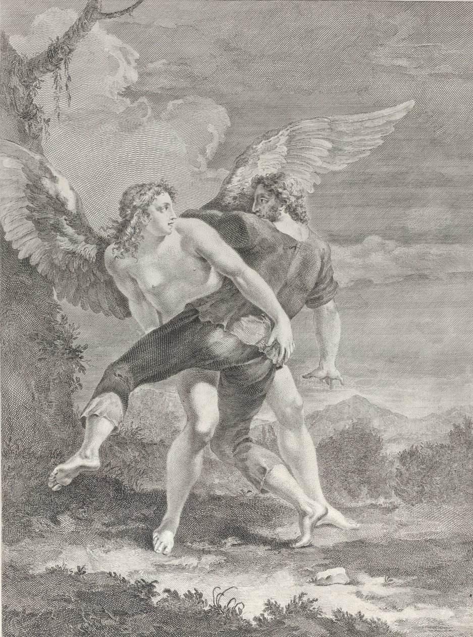 Jacó lutando contra o anjo, 1730-39. de Pietro Monaco