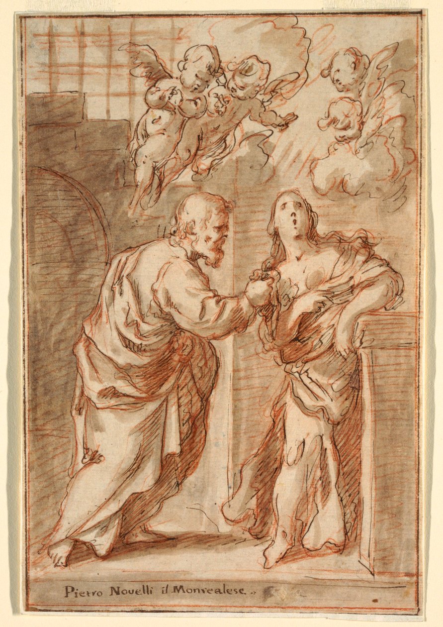 Desenho, São Pedro e Santa Ágata, 1603-47 de Pietro Novelli