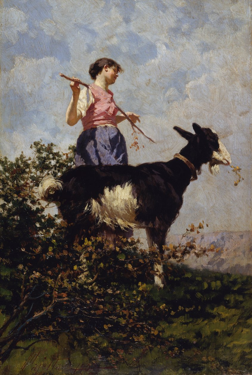 Goatherd com cabra de Pietro Pajetta