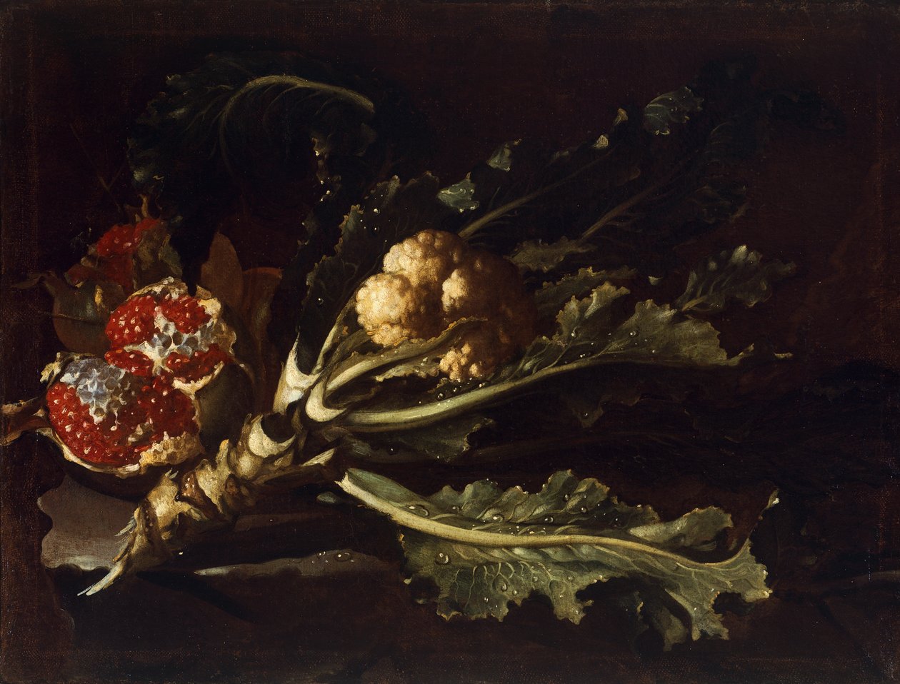 Couve-flor e romãs de Pietro Paolo Bonzi
