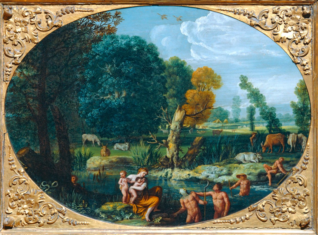 Latone metamorphosant les paysans de Lycie en grenouilles - Latone transforma os camponeses de Lykia em rãs ... de Pietro Paolo Bonzi