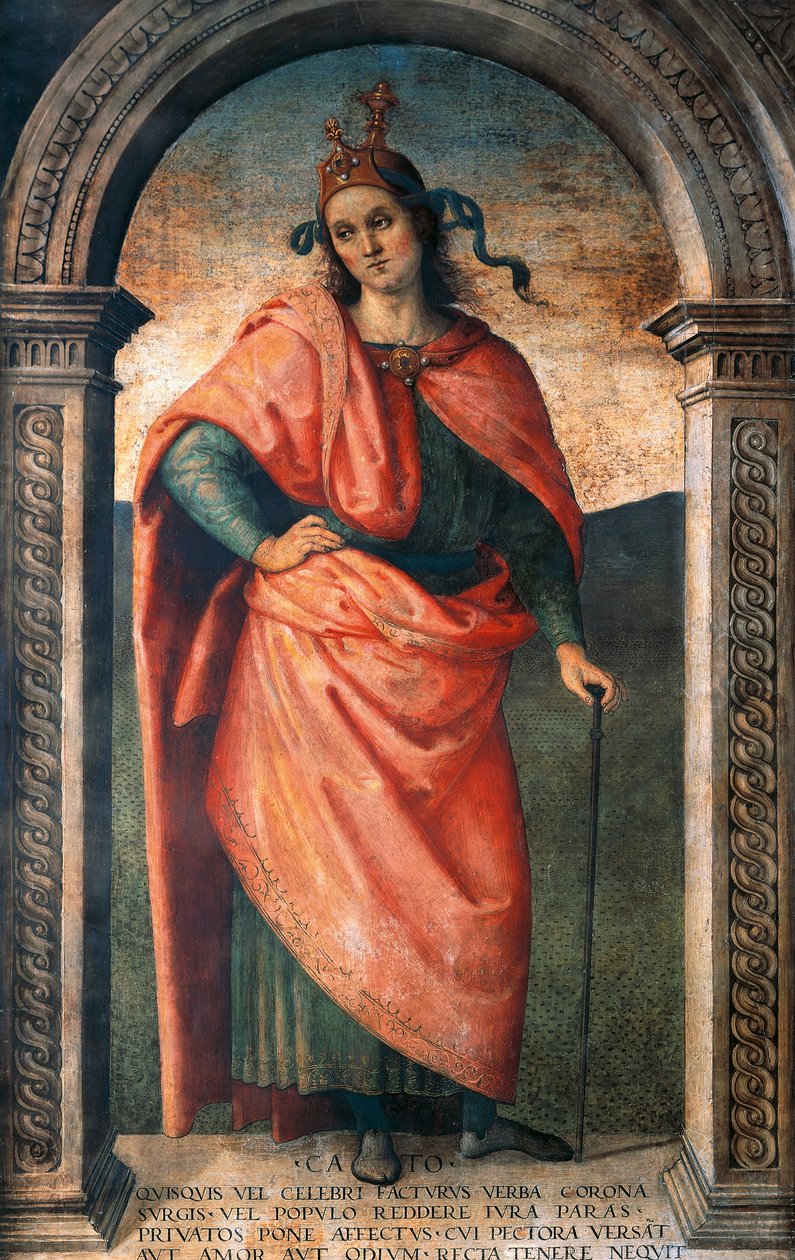 Cato de Pietro Perugino (ca. 1450-1523), fresco, Collegio del Cambio, Perugia de Pietro Perugino