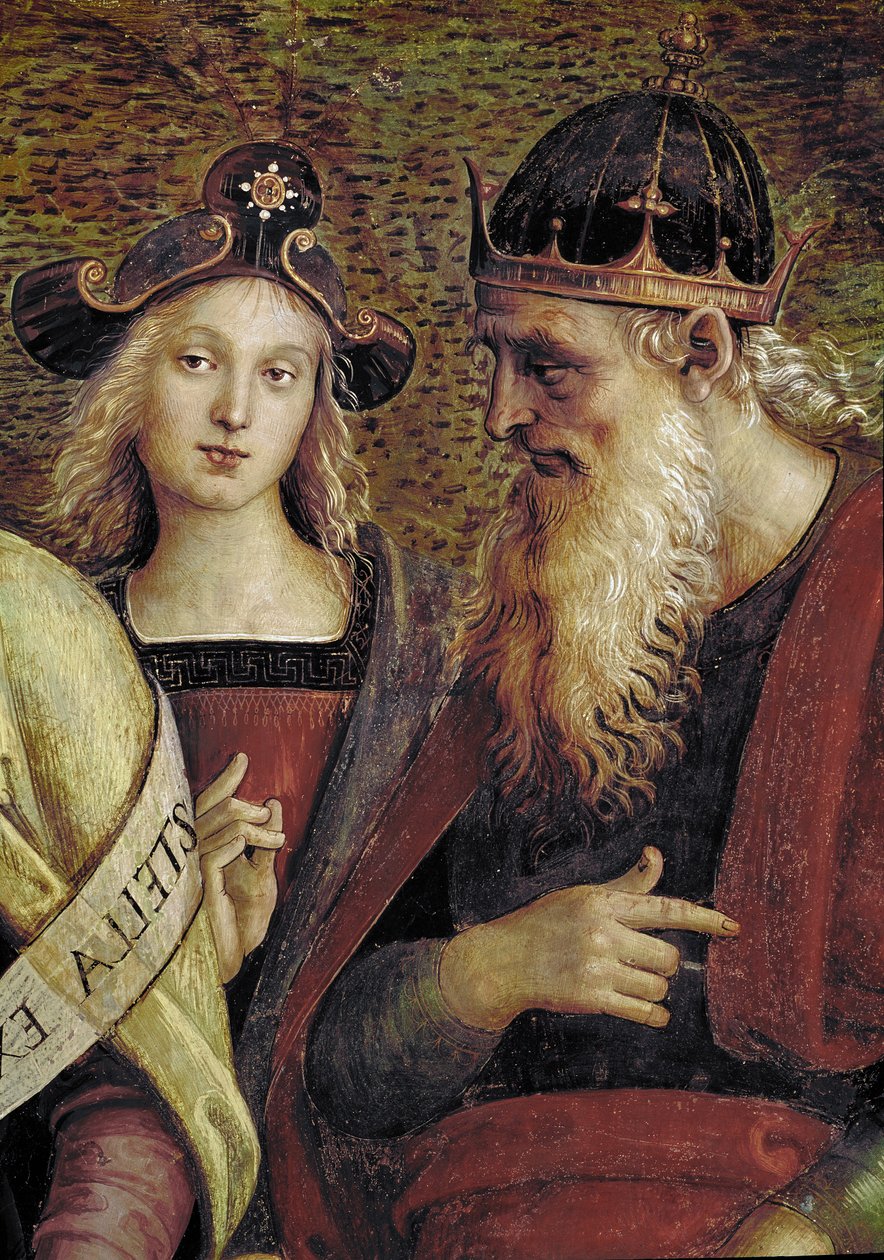David, detalhe de O Pai Eterno rodeado de profetas e Sibyls (fresco de Pietro Perugino