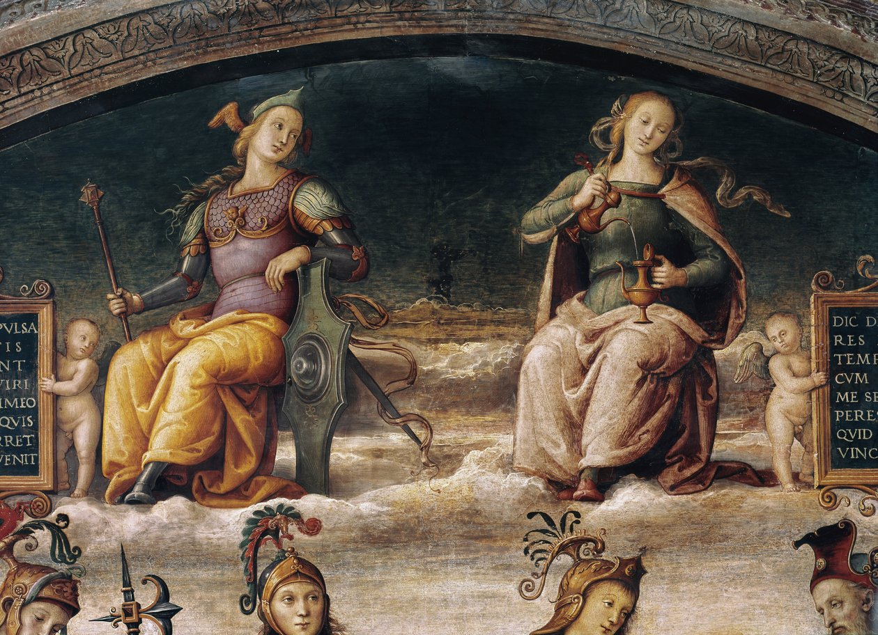 Fortitude e Temperança, detalhe (fresco de Pietro Perugino