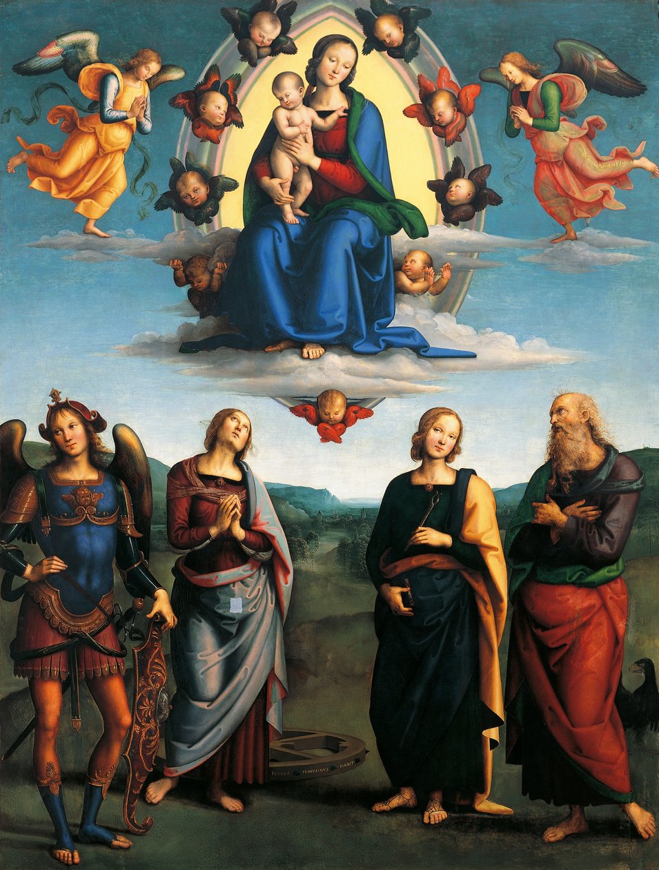 Madonna in Glory, ca 1500-1501, de Pietro Perugino (ca 1450-1523), óleo sobre madeira, 330x265 cm. de Pietro Perugino