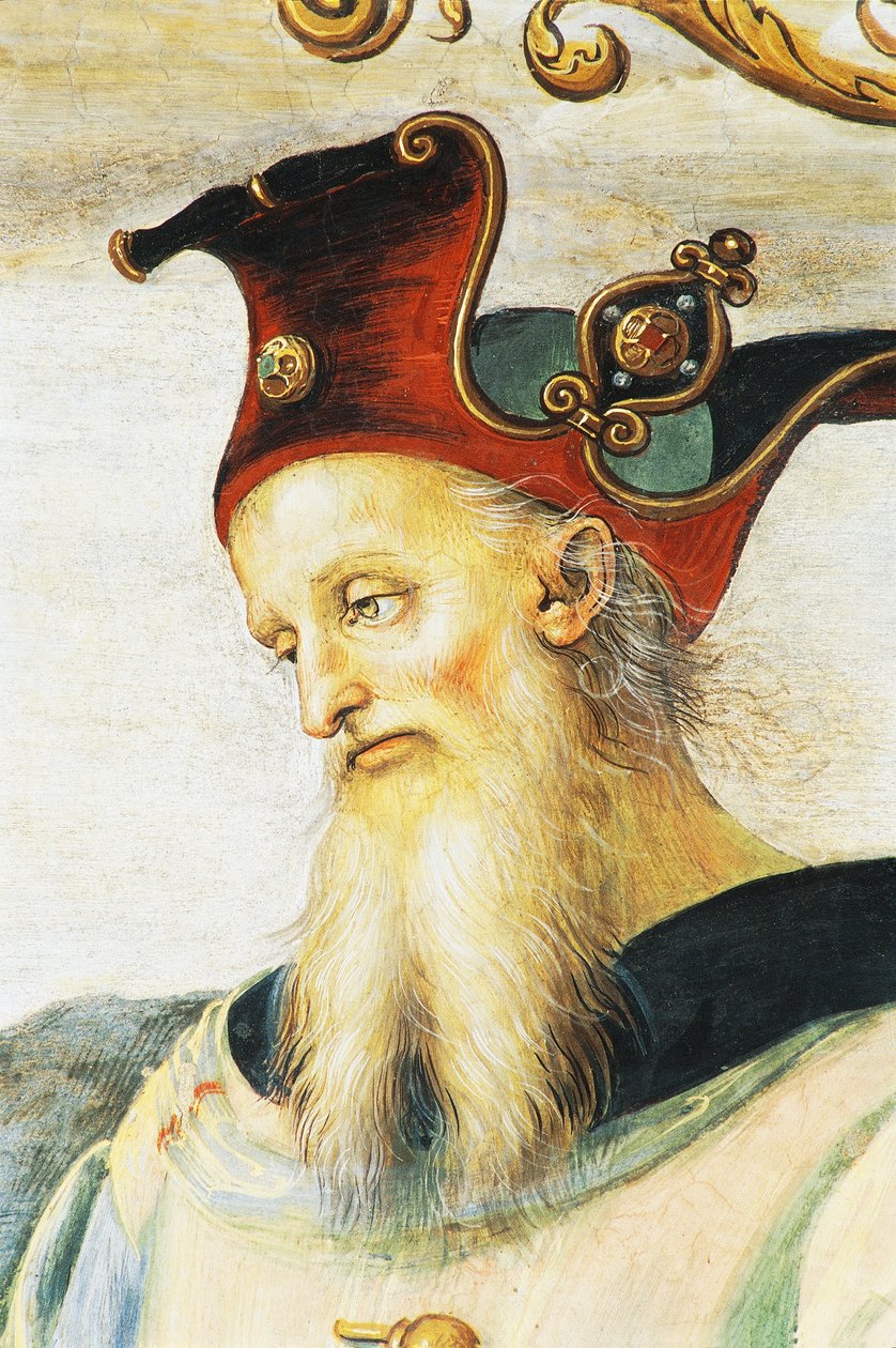 Pericles, de Perugino (cerca de 1450-1523), afresco, Salão de audiências, Colégio do Cambio, Palácio dos Priores, Perugia, Úmbria, Itália de Pietro Perugino