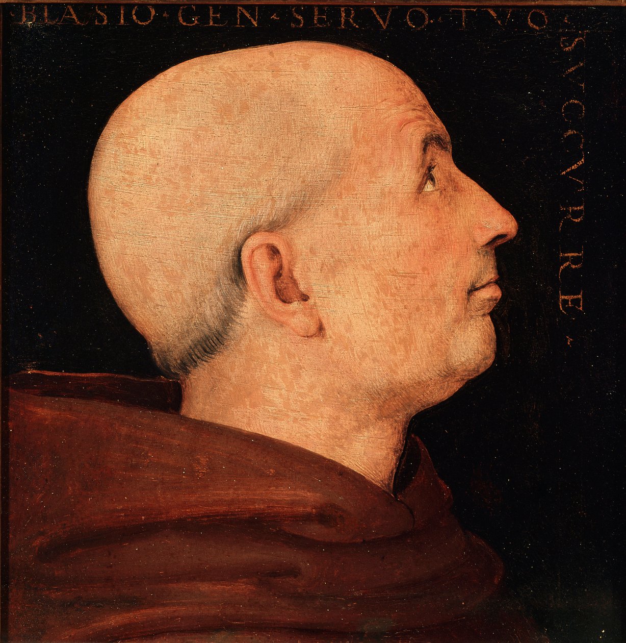 Retrato de Dom Biagio Milanesi, Geral da Ordem da Abadia de Vallombrosa Perfil de um monge do mosteiro de Vallombreuse. Pintura de Pietro Vannucci dit il Perugino (O Perugin de Pietro Perugino