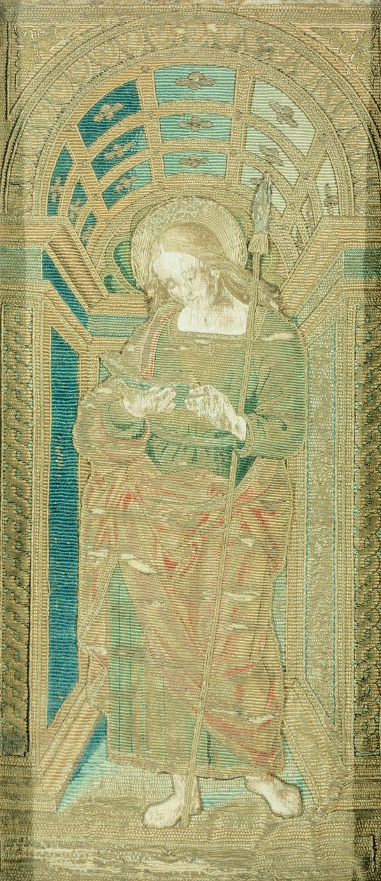São João Evangelista, de Pietro Perugino (cerca de 1450-1523), bordado em seda, ouro e prata de Pietro Perugino