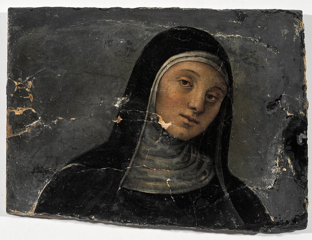 St Scholastica (óleo sobre madeira (fragmento) de Pietro Perugino