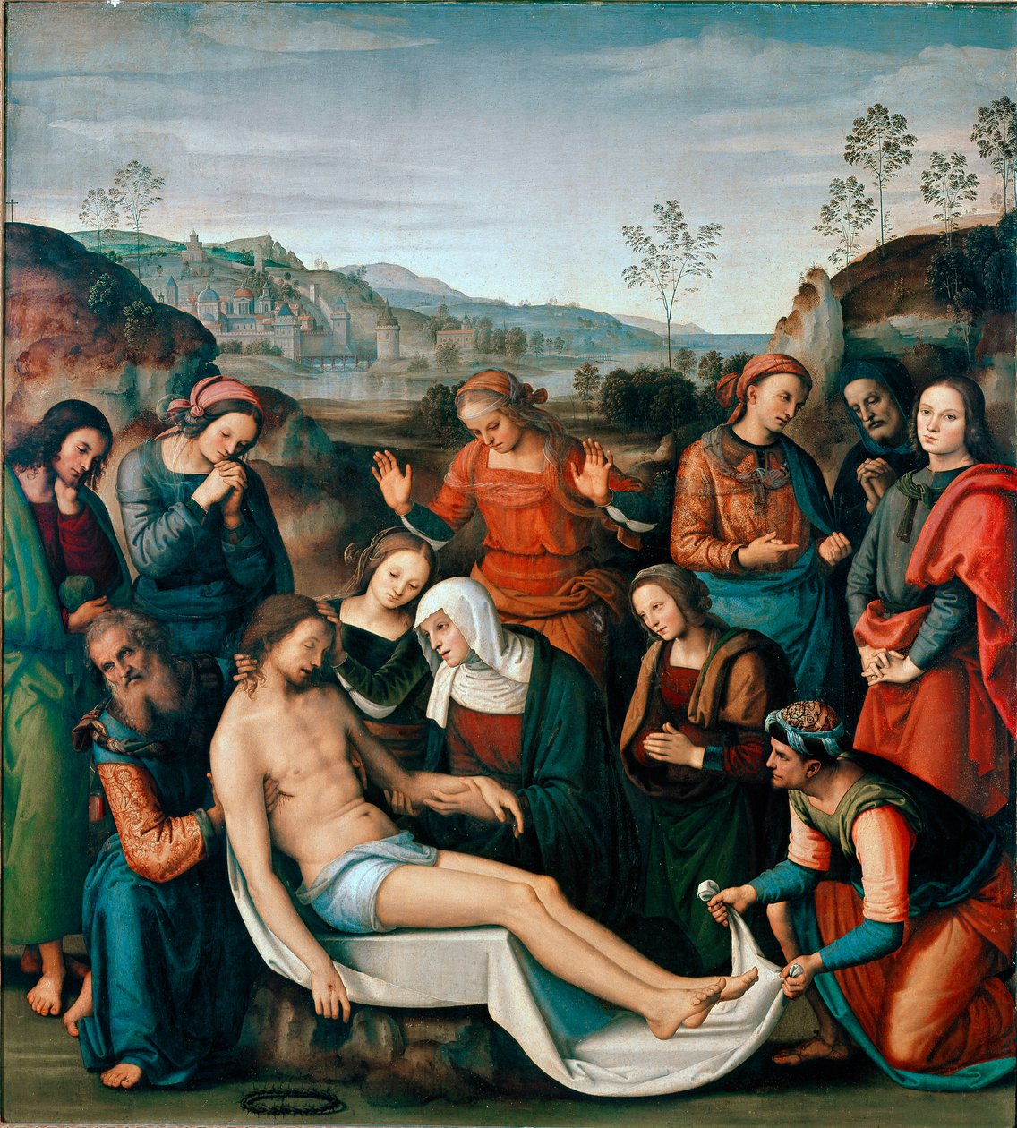 A Deposição ou Lamentação sobre a Morte de Cristo Pintura de Pietro Vannucci dit il Perugino de Pietro Perugino