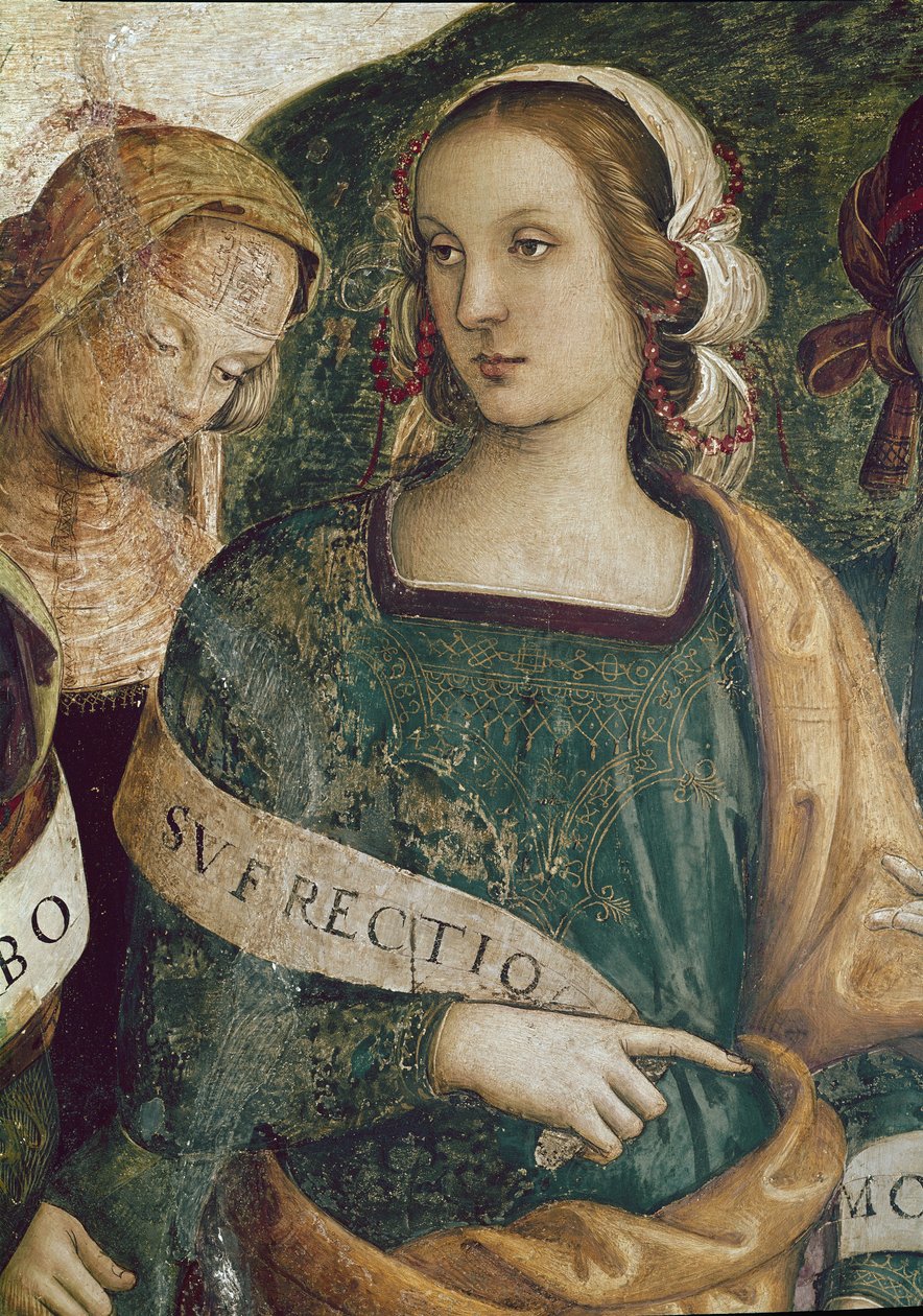 A Sibila Persa. Detalhe de O pai eterno rodeia profetas e irmãos (fresco de Pietro Perugino