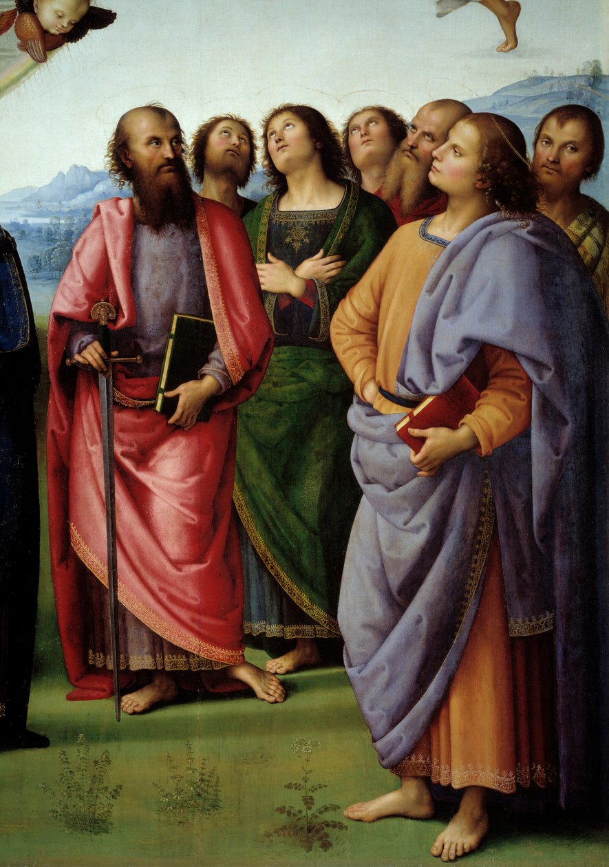 A ascensão de Cristo Pormenor representando os apoters. Pintura de Pietro Vannucci dit il Perugino (Le Perugin de Pietro Perugino