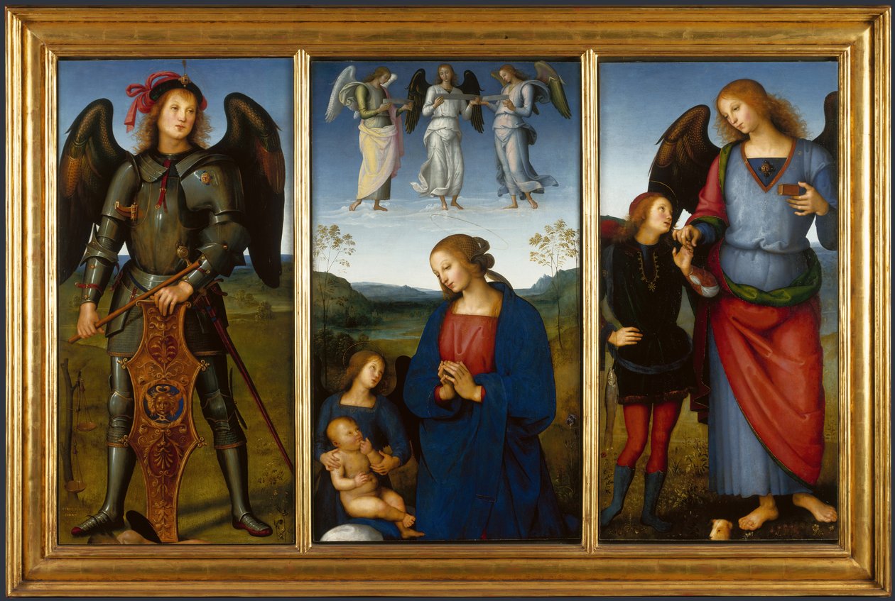 Três painéis de um retábulo, Certosa, c. 1500 de Pietro Perugino