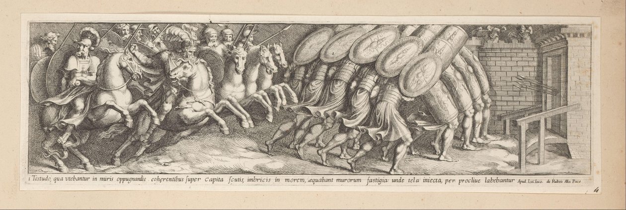 Soldados no ataque História do Imperador Constantino (título da série) de Pietro Sante Bartoli