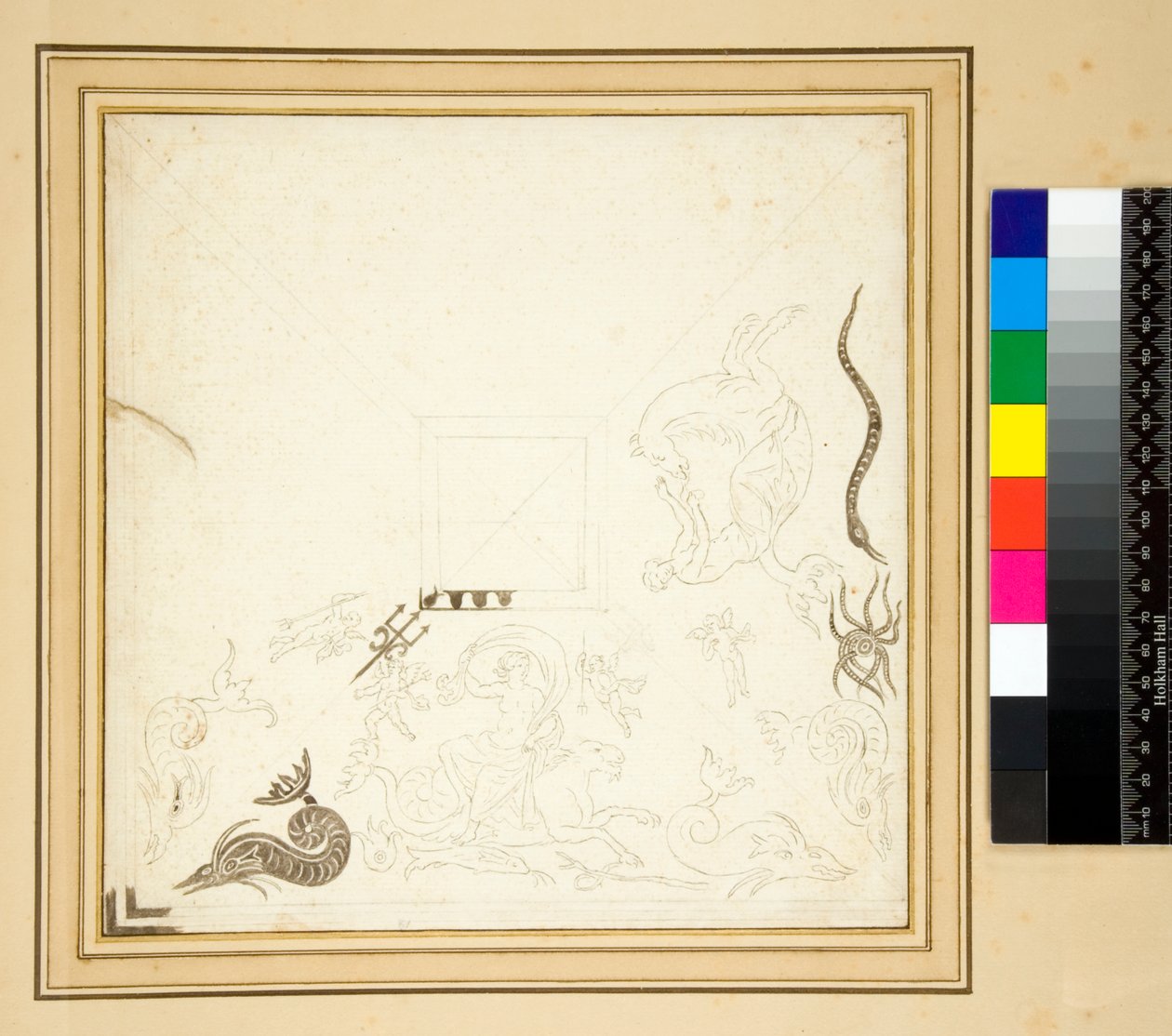 Um desenho incompleto do pavimento em mosaico &39;Carciofolo&39; (lápis) de Pietro Santi Bartoli