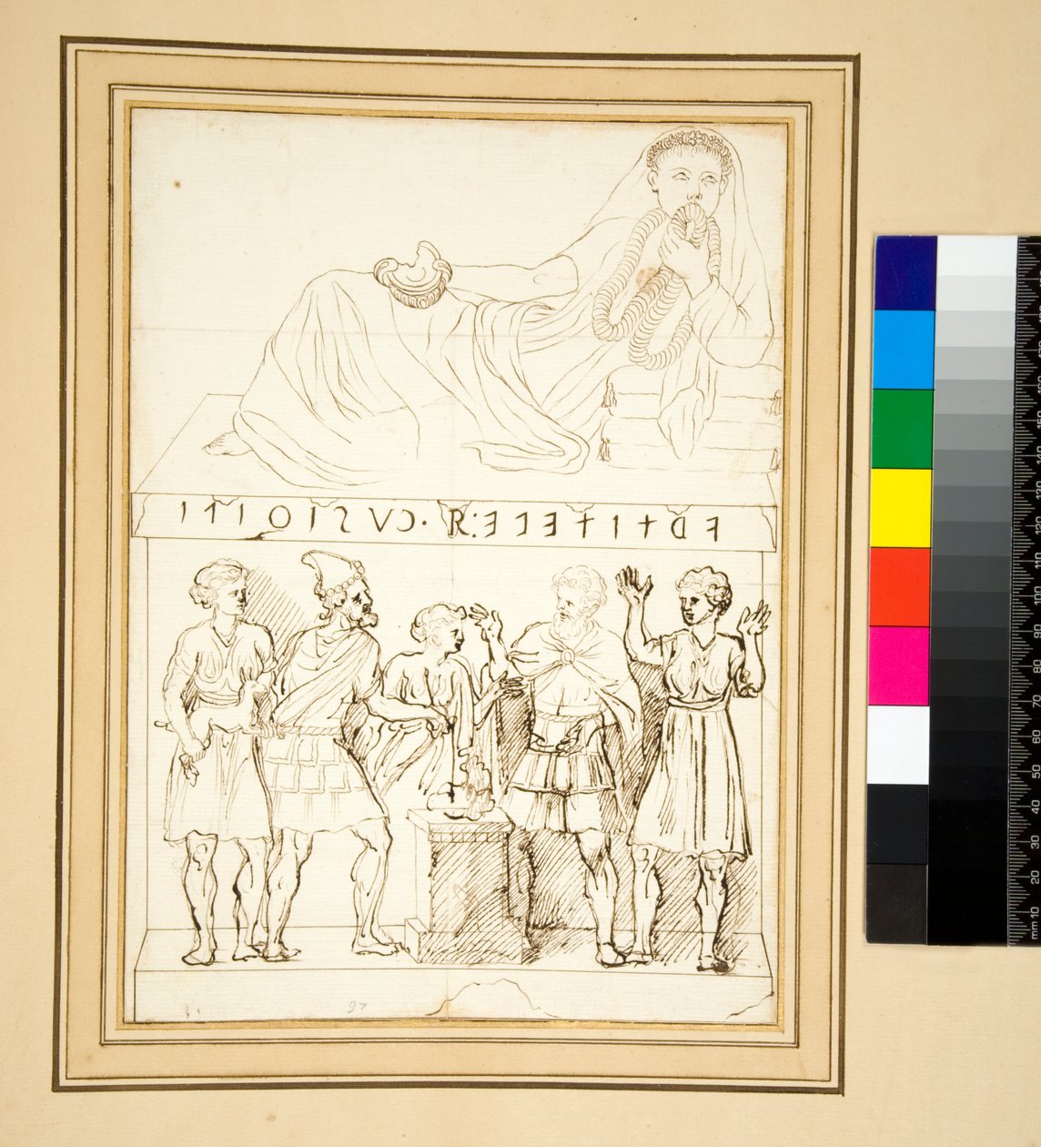 Urna cinerária etrusca (caneta) de Pietro Santi Bartoli