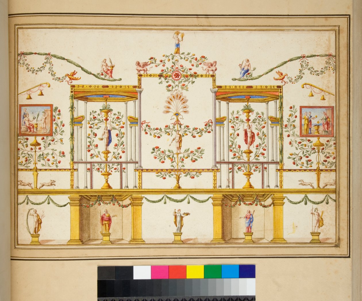 Grande desenho de uma parede com pinturas. de Pietro Santi Bartoli